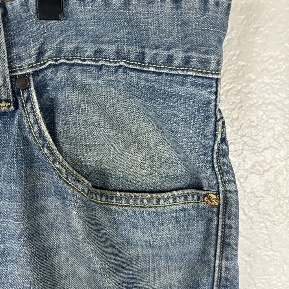 Vintage Levis Slim Straight Jeans Men 38x32 Y2k Flip Pocket Western Paint cowboy